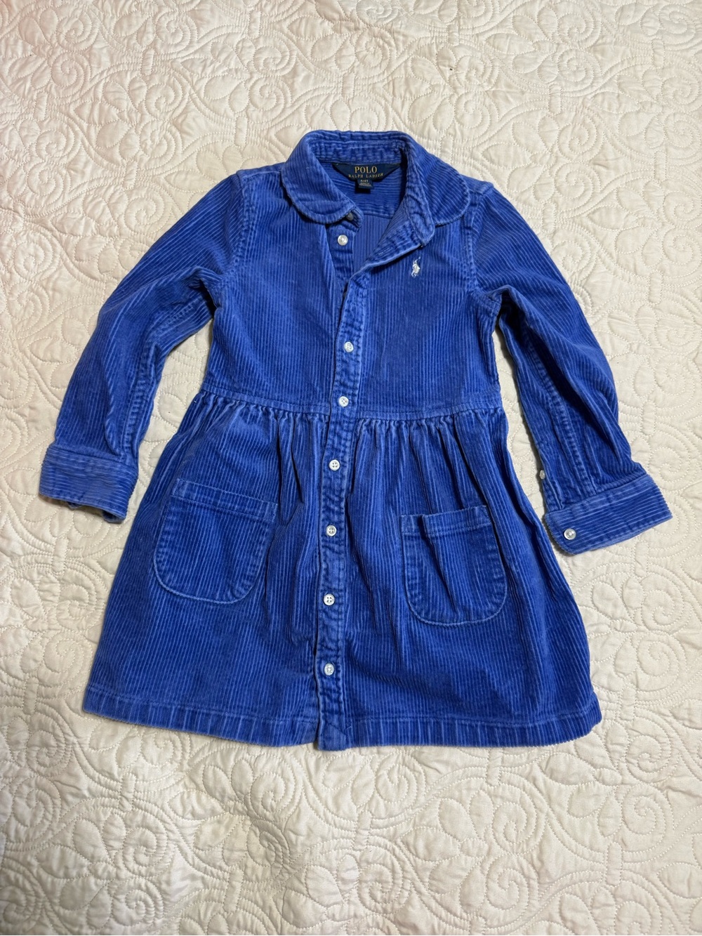Polo Ralph Lauren Girls' toddler 4T Royal Blue Corduroy Button-Front Dress